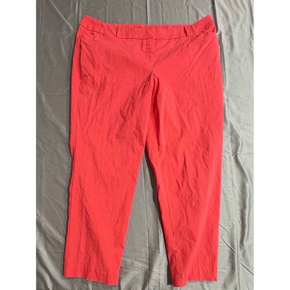 Worthington Woman Slim Fit Ankle Pants Coral Pink Plus Size 18W Dress Trousers